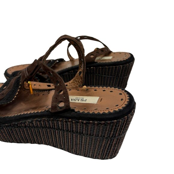 Prada Suede Open Toe Wedges - Picture 6 of 8